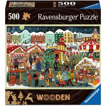 Puzzel Ravensburger Wooden Puzzle Christmas Market — 500 stukjes, houten puzzel