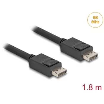 Delock - DisplayPort-kabel - DisplayPort (M) vergrendeld naar DisplayPort (M) vergrendeld - DisplayPort 2.1 - 1,8 m - ondersteunt 16K 60 Hz (15.360 x 8640), tot 80 Gbps gegevensoverdracht