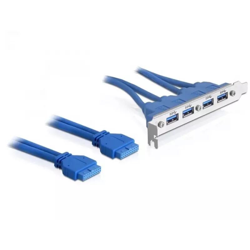 DeLOCK slotbeugel USB3.0 pin header 19 pin 2 x internal > 4 x USB3.0-A bus external - slotbeugel (82974)
