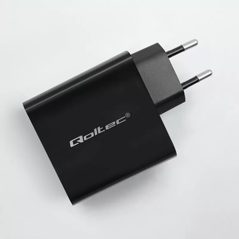 Oplader QOLTEC Super Quick PD 65W USB‑C Power Delivery 5–20V, 1x USB‑C, USB PD 3.0, Type-C-stekker, 65 W