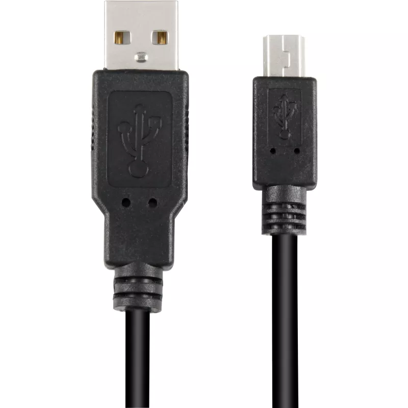 USB 2.0 kabel, USB-A stekker > Mini-USB stekker zwart, 3,0 meter, dubbel afgeschermd
