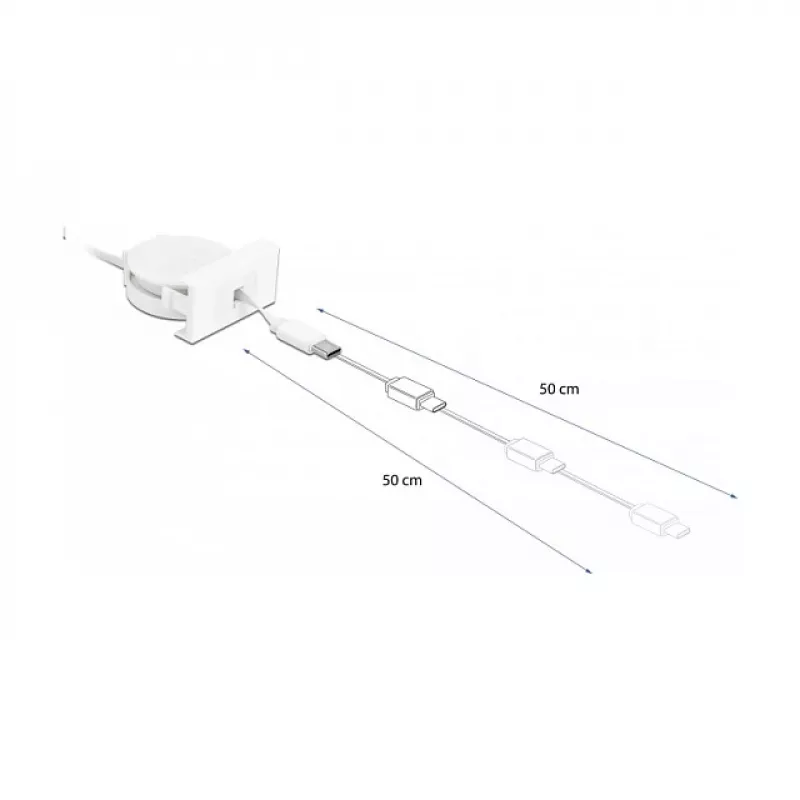 Oprolbaar kabel DeLOCK Easy 45 USB 2.0 Type-A naar Type-C 0,62 m