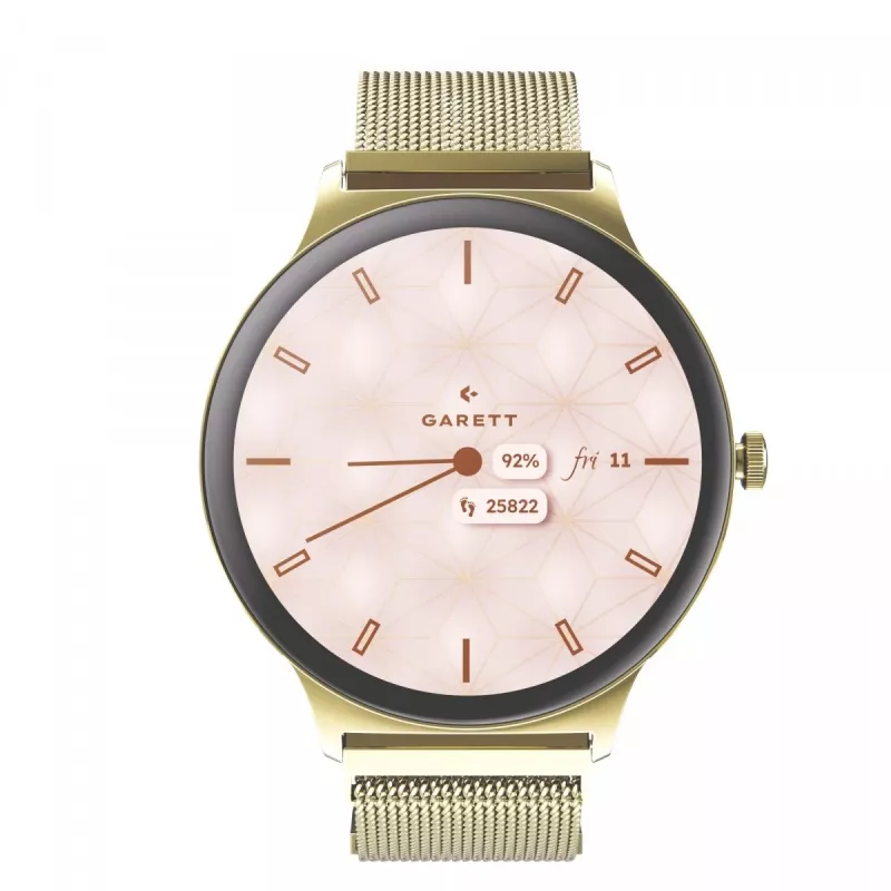 Smartwatch Garett Verona 2 Gold Mesh met Bluetooth en hartslagmeter