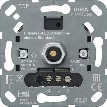 gira S3000 UniLED draaidimmer standaard 245000 — rotary LED dimmer, model 245000