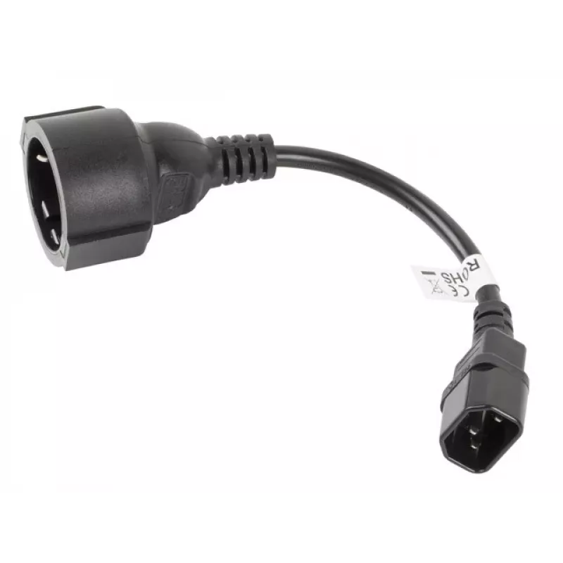 Lanberg CA-C14E-10CC-0018-BK stroomkabel zwart 0,18 m C14-koppeling (CA-C14E-10CC-0018-BK)