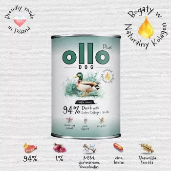 Ollo Plus collageen eend 400g hondenvoerblik
