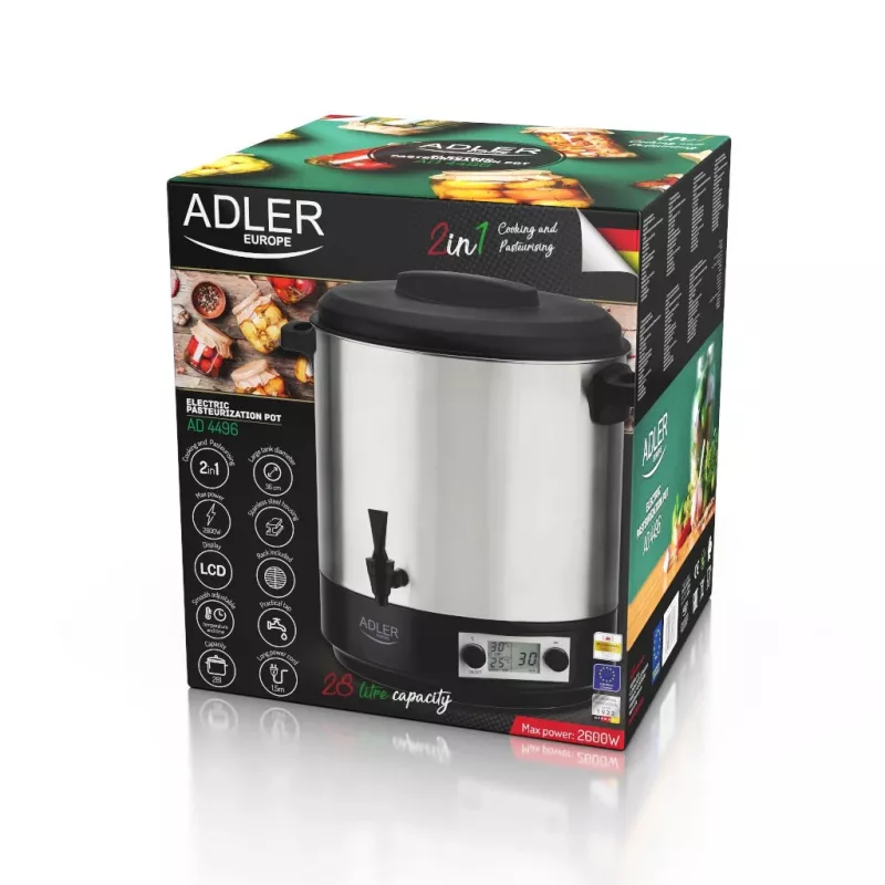 Weckketel Adler AD 4496 28L 2600W RVS zwart