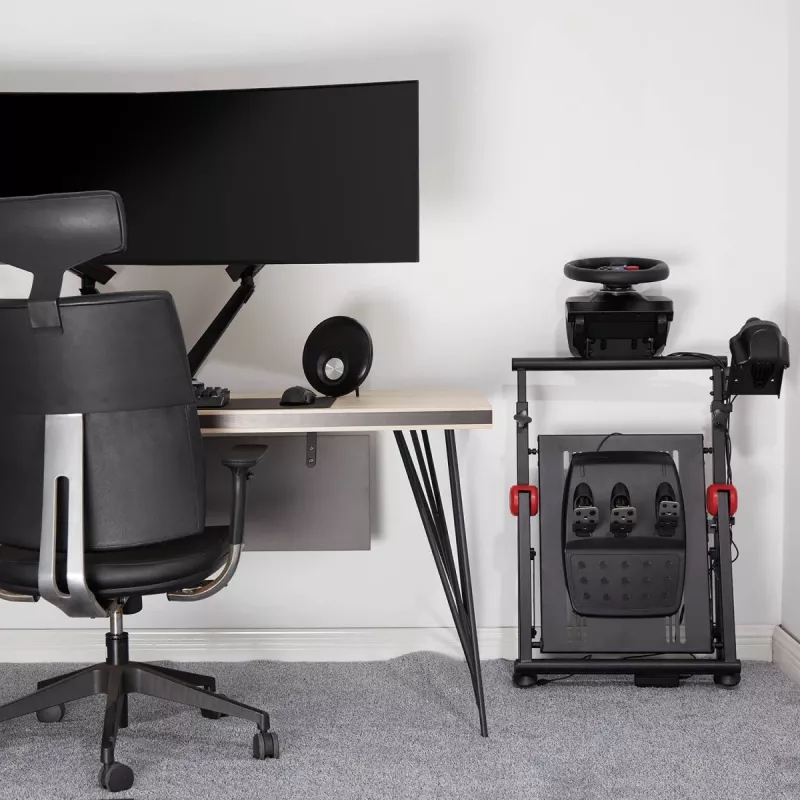 NanoRS RS155 opvouwbare stalen gaming-stuurstand pedalen houder verstelbaar antislip