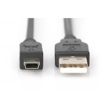 Digitus ASSMANN - USB-kabel - USB Type A, 4-polig (M) - Mini-USB, Type B (M) - 1 m (USB / Hi-Speed USB) - gegoten - zwart (AK-300108-010-S)