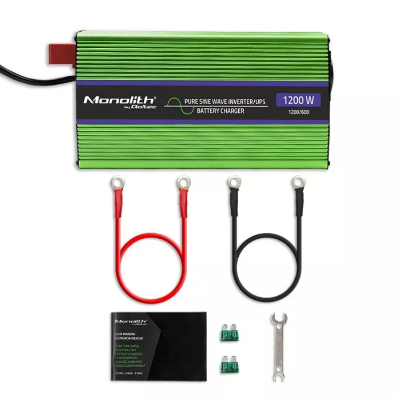 Auto-omvormer Qoltec Monolith 1200 W groen 12 V
