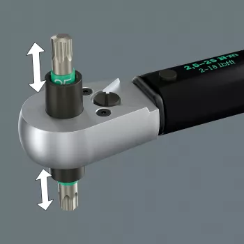 Momentsleutel met doorgaande vierkant Click-Torque Lock A 6 R/L zwart/groen, afname 1/4 bitopname, 2,5 tot 25 Nm