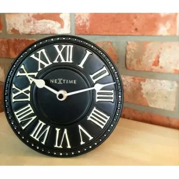 NeXtime klok 5187zw London Table, Ø16 cm, wand, zwart/wit