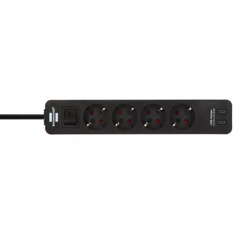 Verlengsnoer Brennenstuhl 1153240126 1,5 m 4 stopcontacten binnen zwart wit