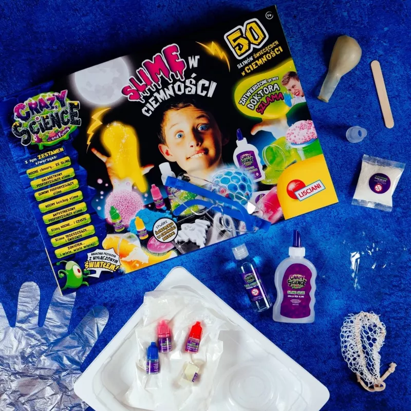 Wetenschapsbouwpakket Liscianigiochi Crazy Science slijm in het donker 304-PL89239 — experimenteerset met in het donker oplichtend slijm