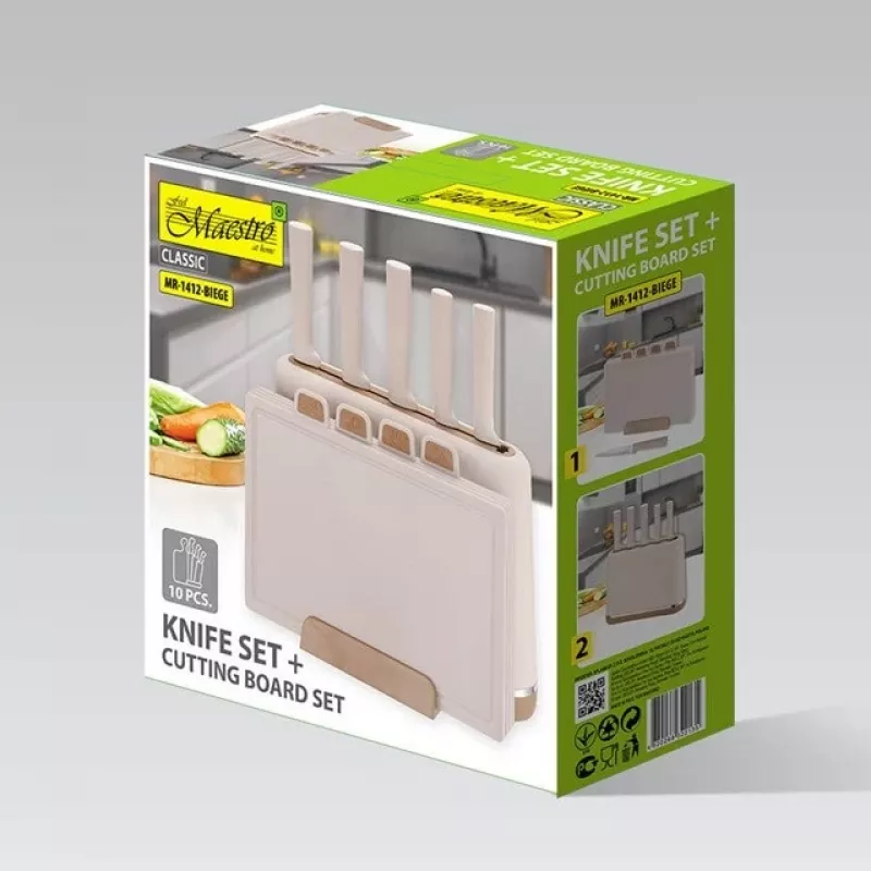 Maestro MR-1412-BEIGE messenset met blok + snijplankenset beige