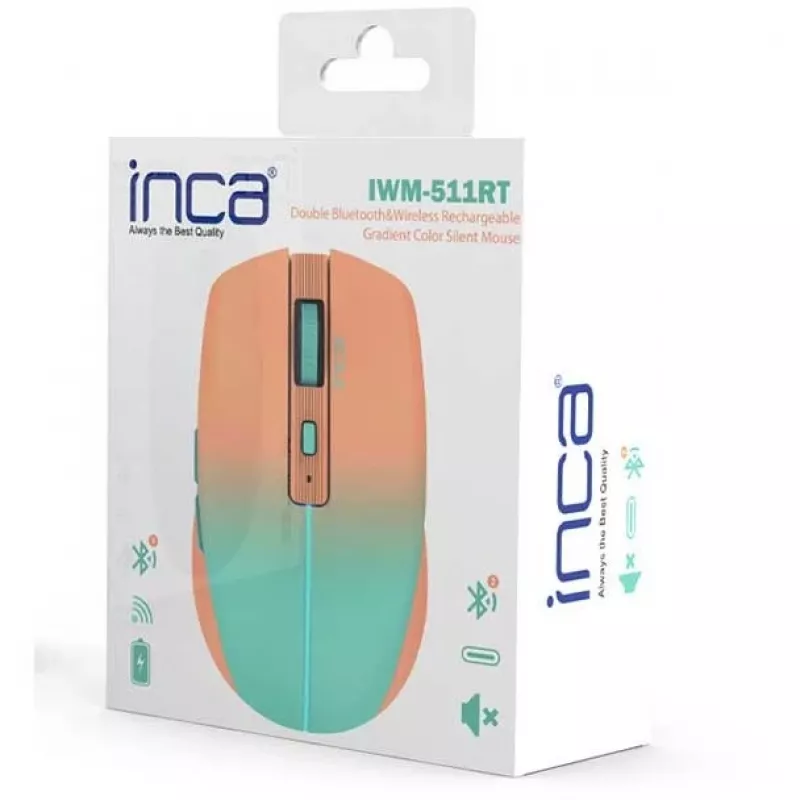 Cian Technology GmbH INCA Muis IWM-511RT Blt+Wrls RGB Basiskleur Oranje