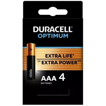 Duracell OPTIMUM AAA alkalinebatterijen 4-pack – langdurige energie voor kleine apparaten