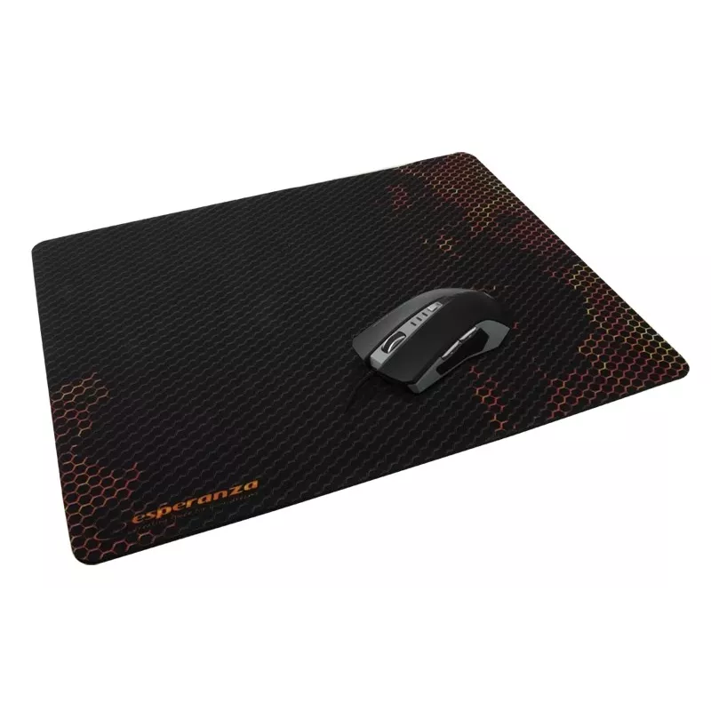 Muispad ESPERANZA EA146R — rubberen gamingpad 440 × 354 × 4 mm, antislipbasis, zwart/rood