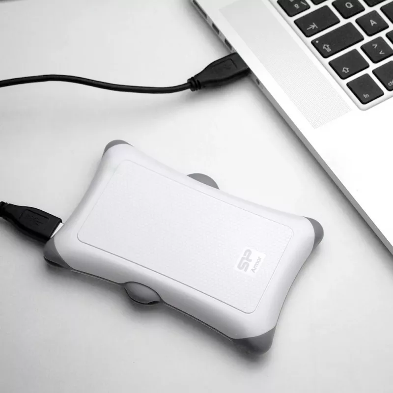 Externe HDD Silicon Power Armor A30 2 TB 2,5 inch USB 3.2 Gen 1, wit, schokbestendig, 256-bits AES