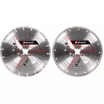 Diamantschijvenset voor haakse slijper EINHELL 230×22,23×1,8 mm, turbokrans, 2 stuks