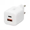 USB-oplader IBOX ILUC42W 42W (max. 33W), 1×USB-C PD3.0, 1×USB-A QC3.0, 100–240V, wit