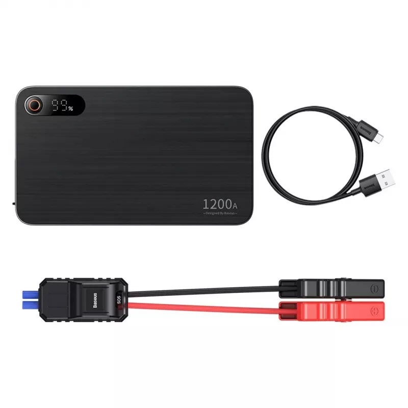Powerbank/starthulp Baseus Pro+ auto-starthulp, 12000mAh, 1200A, USB (zwart)
