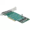 DeLOCK PCI Express x8 kaart naar 2 x interne NVMe M.2 Key M bifurcatie low-profile form factor