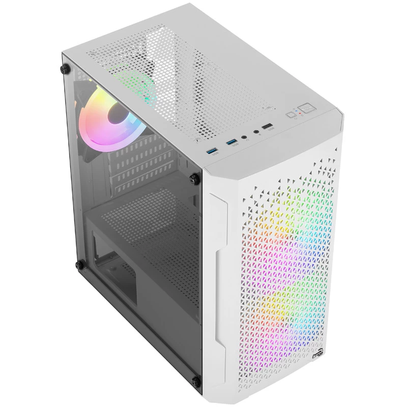 ATX AEROCOOL TRINITY MINI FRGB micro mini tower behuizing met glaspaneel (wit)