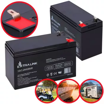 UPS-batterij Extralink AGM 12V 7,2Ah (7Ah) verzegelde lood-zuur VRLA, onderhoudsvrij, zwart