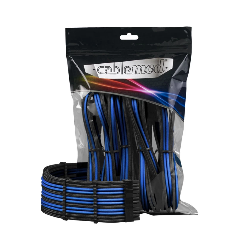 CableMod PRO ModMesh 12VHPWR kabelverlengingskit zwart/blauw — 12VHPWR GPU stroomverlenging