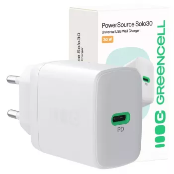 Voeding Green Cell PowerSource Solo30 30W wit — USB-C-oplader, 30 W uitgangsvermogen