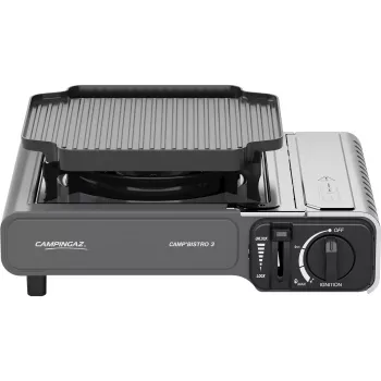 Draagbare Campingaz CampBistro 3 campingkooktoestel met aluminium gietijzeren grillplaat