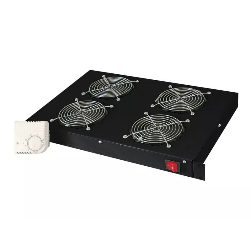 Digitus DN-19 FAN-4-HO-SW 19-inch dakventilatie-eenheid, 4 ventilatoren, thermostaat, zwart