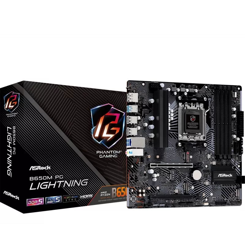 ASRock B650M PG Lightning AM5 Micro-ATX moederbord