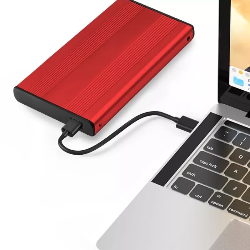 HDD/SSD-behuizing QOLTEC 51860 voor 2,5-inch SATA-III-stations, USB Type-A, 5 Gbit/s, aluminium, rood