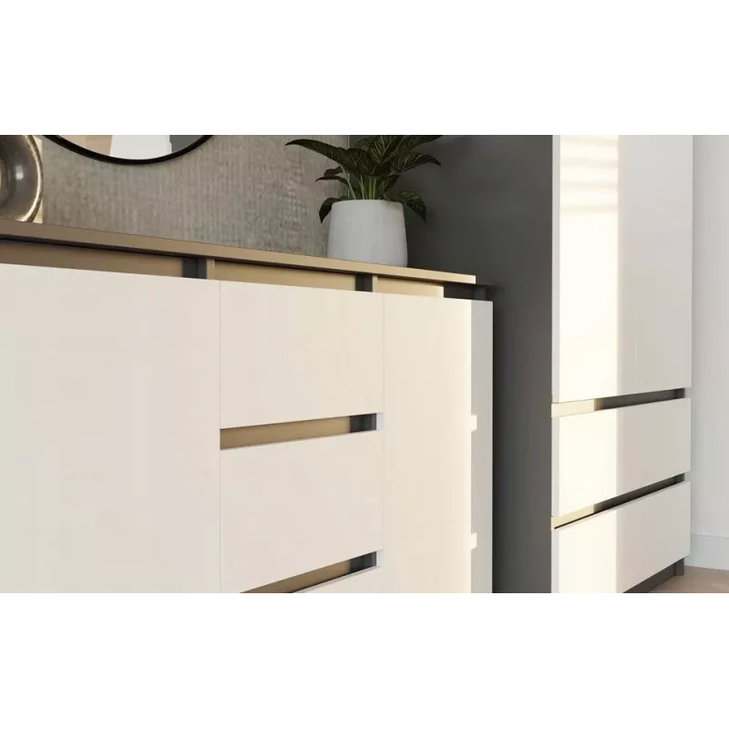 Commode 2 deuren 3 laden top e shop M-MP-K-MAL-2D3S-ANTBIA — antraciet frame, witte deuren, 1200×750×400 mm