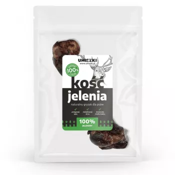 Hondensnack UNISZKI hertenbot Medium — natuurlijke enkelvoudige kauwsnack voor middelgrote honden 10–25 kg, graanvrij, glutenvrij, zonder conserveermiddelen, zak