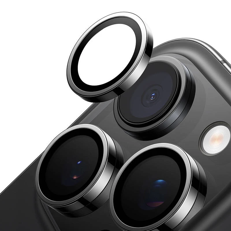 Camerabeschermingsglas Torras voor iPhone 16 Pro Max — Lensguard, zwart