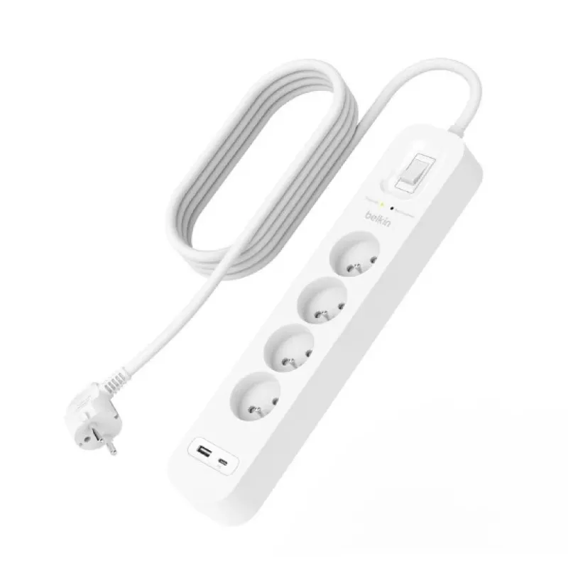 Overspanningsbeveiliging Belkin SRB001CA2M 4 AC-stopcontacten 900 J wit 2 m