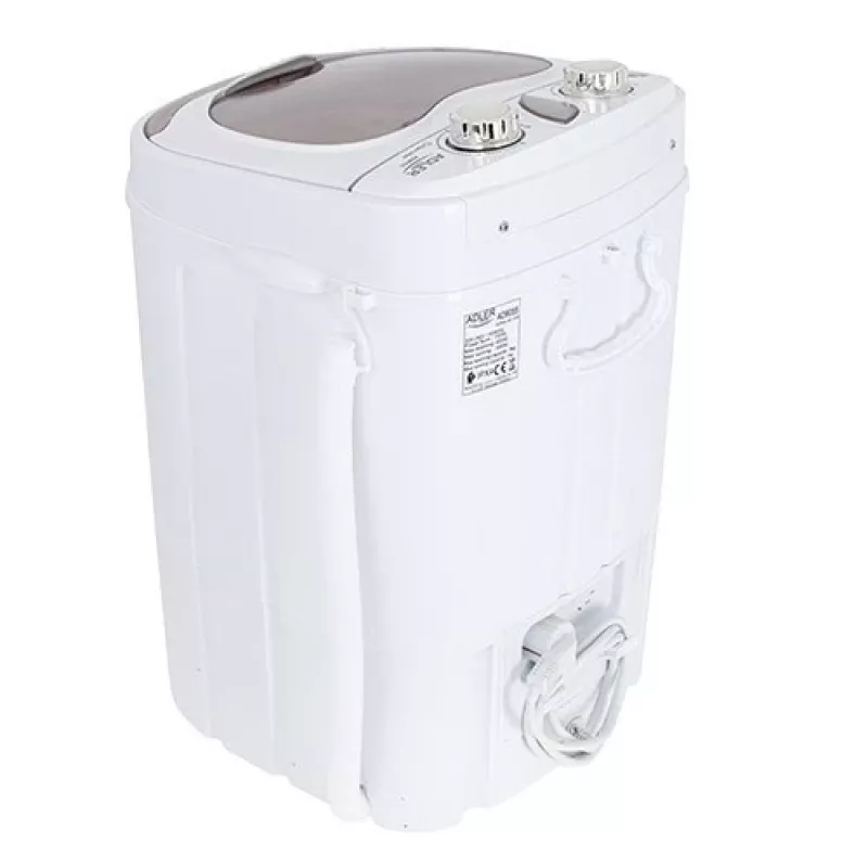 Toplader wasmachine Adler AD 8055, draagbaar, 3 kg inhoud, crème, draaiknop, 150 W