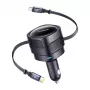 Autolader Baseus Enjoyment Max 60W met USB-C- en Lightning-kabels, dual-port snelladen