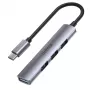 USB-C-hub Unitek H1208B — 1x USB-A 5 Gbit/s, 3x USB-A 2.0, USB-C-host, aluminium behuizing, 0,20 m kabel