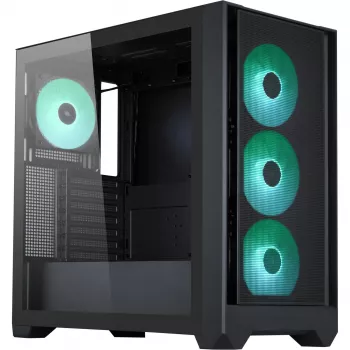 PC-behuizing Silentware Flow 110 A-RGB zwart — mid-tower behuizing, zijpaneel van gehard glas