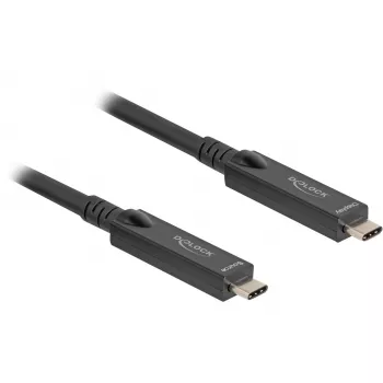 Active Optical USB-C 8K-video + data + PD-kabel (zwart, 15 meter, PD 60 watt)