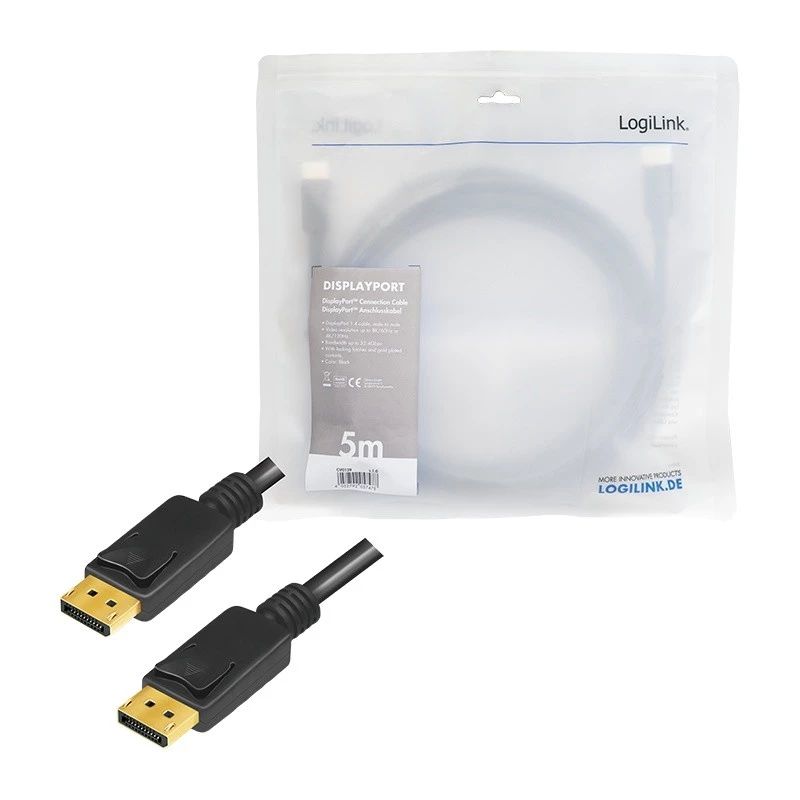 DisplayPort-kabel LogiLink CV0139 5 m zwart