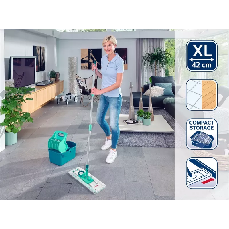 Leifheit 55092 Mop Microvezel 8000 ml Droog&Nat Microvezel blauw, grijs