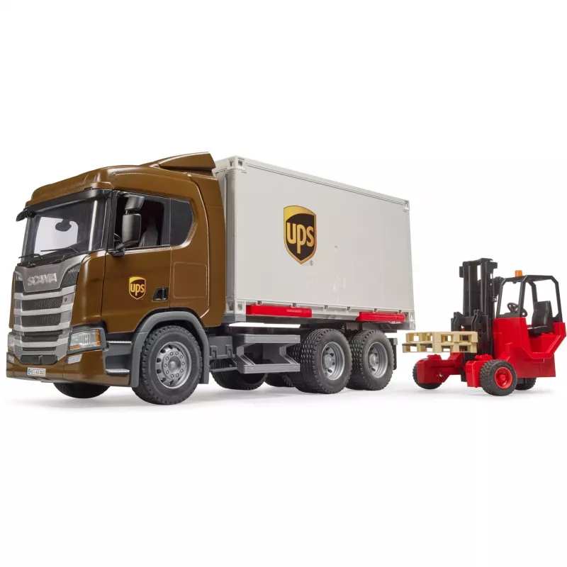 Scania Super 560R UPS logistieke vrachtwagen met vorkheftruck
