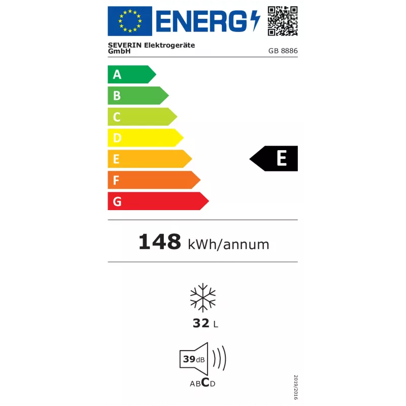 Staande vriezer SEVERIN GB 8886, 32 L nuttige inhoud, klasse E, 500×480×445 mm, wit