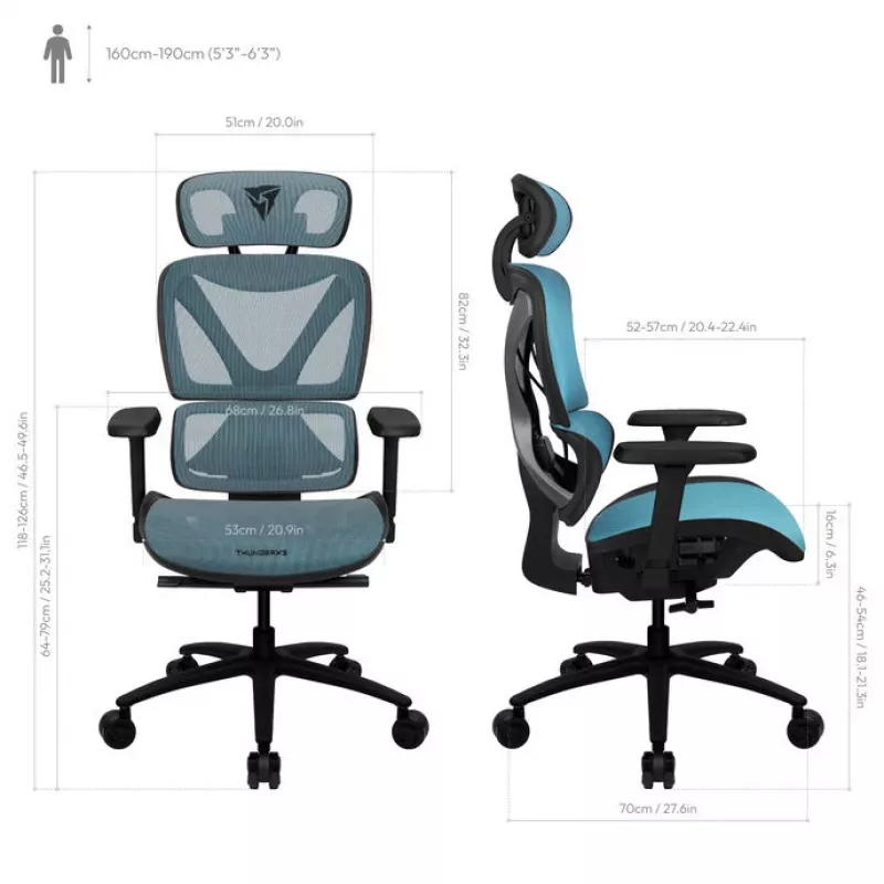 ThunderX3 XTC ergonomische bureaustoel - zwart/blauw