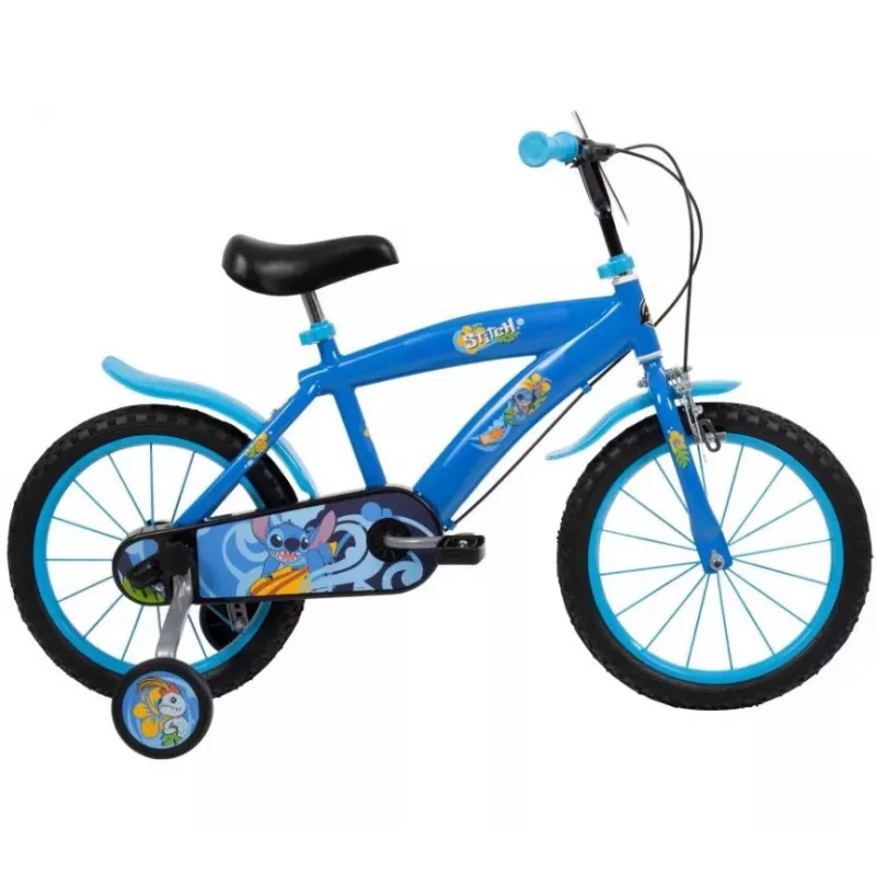 Kinderfiets HUFFY Disney Stitch 16 inch met zijwieltjes, terugtraprem